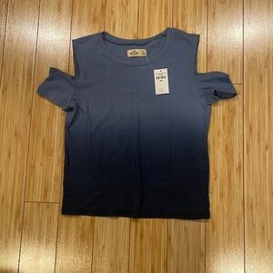 NWT Hollister ombré blue cut-out shoulder shirt, size small
